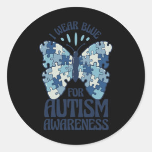 Ik Draag blauw voor autisme blauwe puzzel Ronde Sticker