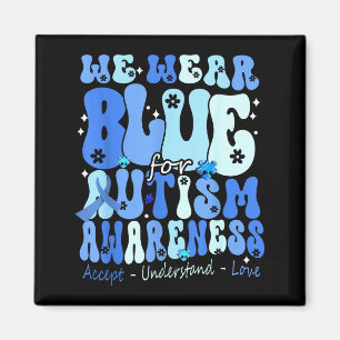 Ik draag blauw voor de Autism Awareness Month mann Magneet