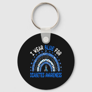 Ik Draag blauw voor Diabetes Awareness Rainbow Man Sleutelhanger