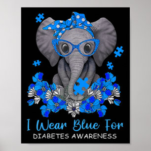 Ik Draag blauw voor Diabetes, Elephant Warrio Poster