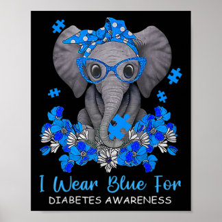 Ik Draag blauw voor Diabetes, Elephant Warrio Poster