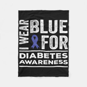Ik Draag blauw voor diabetes mellitus blauw ribb Fleece Deken