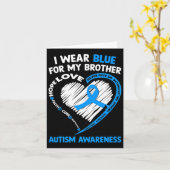 Ik Draag Blauw voor mijn Broer Autisme Bewustheid Kaart (Gele Bloem)