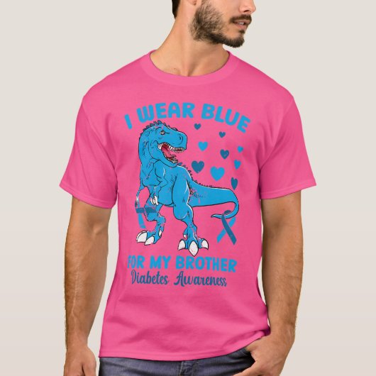 Ik Draag blauw voor mijn broer Dinosaur Diabetes A T-shirt (Voorkant)