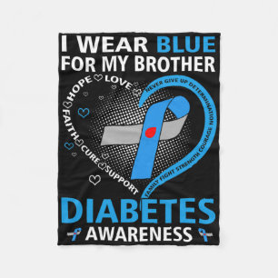 Ik Draag blauw voor mijn Broer Hope Love Diabetes Fleece Deken