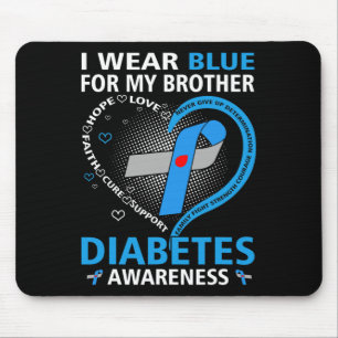 Ik Draag blauw voor mijn Broer Hope Love Diabetes Muismat