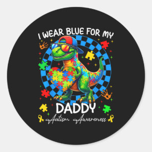 Ik draag blauw voor mijn Daddy Pride-autisme bewus Ronde Sticker