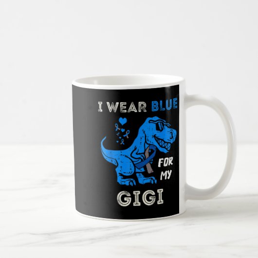 Ik Draag blauw voor mijn Gigi T Rex Dino Diabetes  Koffiemok (Rechts)