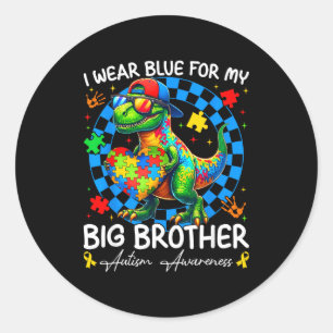 Ik draag blauw voor mijn grote broer Autism Awaren Ronde Sticker
