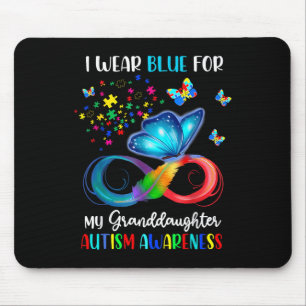 Ik Draag blauw voor mijn kleindochter Autisme Oma  Muismat
