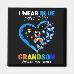 Ik Draag Blauw voor mijn kleinzoon Autism Awarenes Magneet