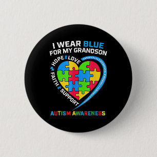 Ik Draag Blauw voor mijn kleinzoon Autisme Bewusth Ronde Button 5,7 Cm