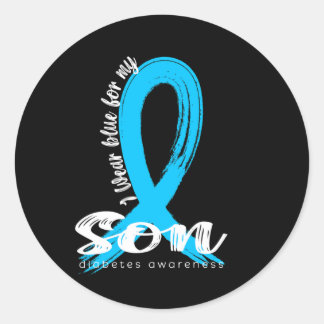 Ik Draag blauw voor mijn kleuterdiabetes. Ronde Sticker