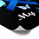 Ik Draag blauw voor mijn mam Butterfly Diabetes Aw Poster (Hoek)