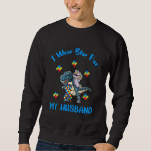 Ik Draag Blauw voor mijn man Autisme Bewustheid Gr Trui