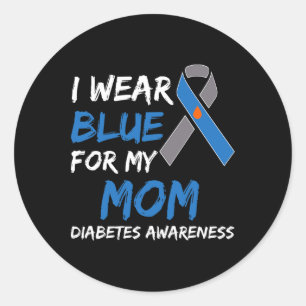 Ik Draag blauw voor mijn moeder Diabetes Awareness Ronde Sticker