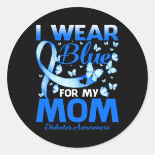 Ik Draag blauw voor mijn moeder diabetesbewustzijn Ronde Sticker