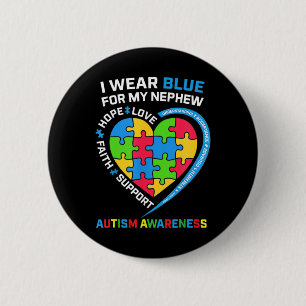 Ik Draag blauw voor mijn Nephew Autism Awareness M Ronde Button 5,7 Cm