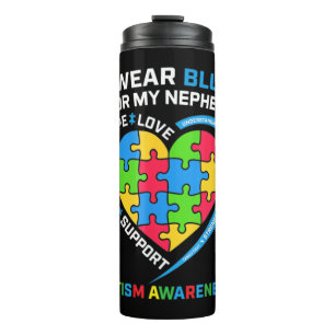 Ik Draag blauw voor mijn Nephew autisme-bewustzijn Thermosbeker