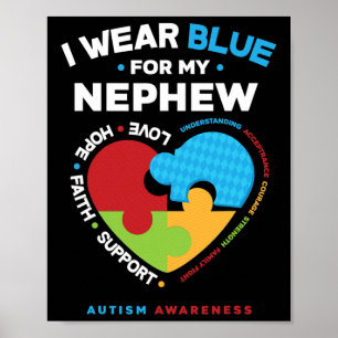 Ik Draag blauw voor mijn Nephew autistisch Nephew Poster
