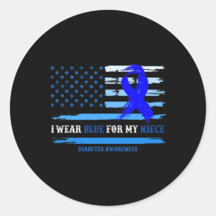 Ik Draag Blauw voor mijn nichtdiabetes Ronde Sticker