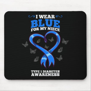 Ik Draag blauw voor mijn nichtje T1D Type 1 Diabet Muismat