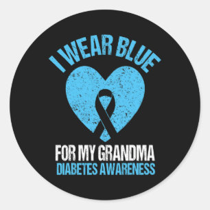 Ik Draag blauw voor mijn oma Diabetes die zich bew Ronde Sticker