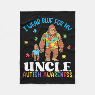 Ik draag blauw voor mijn oom Autisme bewustzijn Bi Fleece Deken