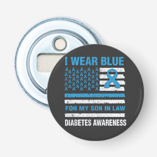 Ik Draag blauw voor mijn schoonzoon - Diabetes bew Button Flesopener