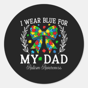 Ik Draag blauw voor mijn vader Coquette Bow Family Ronde Sticker