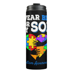 Ik Draag Blauw voor mijn Zoon Autism Awareness Day Thermosbeker