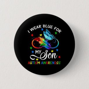 Ik Draag Blauw voor mijn Zoon Autism Bewustheid Ma Ronde Button 5,7 Cm