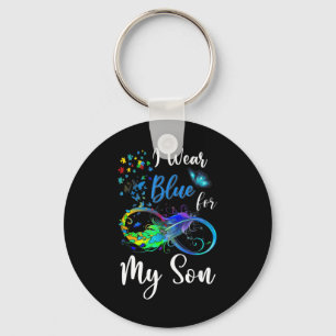 Ik Draag Blauw voor Mijn Zoon Autism Bewustheid Ma Sleutelhanger