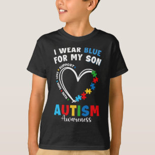 Ik Draag blauw voor mijn zoon Autism. Bewustmaking T-shirt