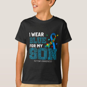 Ik Draag blauw voor mijn zoon Autism. Bewustmaking T-shirt