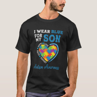 Ik Draag blauw voor mijn zoon Autism. Bewustmaking T-shirt