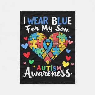 Ik Draag blauw voor mijn zoon Autisme Bewustzijn M Fleece Deken