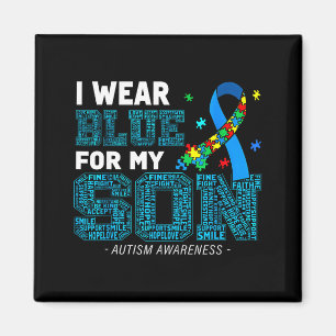 Ik draag blauw voor mijn zoon Autisme bewustzijn M Magneet