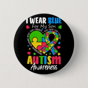 Ik Draag blauw voor mijn zoon Autisme Bewustzijn M Ronde Button 5,7 Cm
