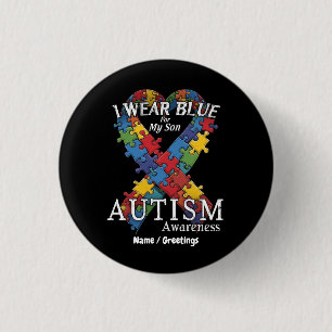 Ik Draag blauw voor mijn zoon Autisme Bewustzijn O Ronde Button 3,2 Cm