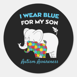 Ik Draag Blauw Voor Mijn Zoon Trots Autisme Bewust Ronde Sticker