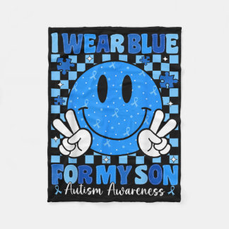 Ik Draag blauw voor mijn zoontje Autisme Bewustzij Fleece Deken