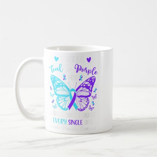 Ik Draag Blauwgroen & Paarse Suicide Preventio Koffiemok (Links)