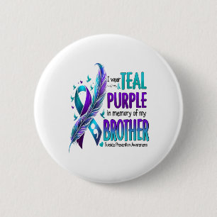 Ik Draag Blauwgroen & Paarse voor mijn broertj Ronde Button 5,7 Cm