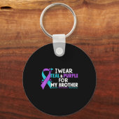 Ik Draag Blauwgroen & Paarse voor mijn broertj Sleutelhanger (Voorkant)