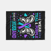 Ik Draag Blauwgroen & Paarse voor mijn man Fleece Deken (Voorkant (Horizontaal))