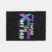 Ik Draag Blauwgroen & Paarse voor mijn vader z Fleece Deken (Voorkant (Horizontaal))