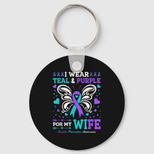 Ik Draag Blauwgroen & Paarse voor mijn vrouw Sleutelhanger