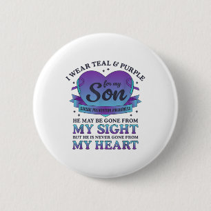 Ik Draag Blauwgroen &amp; Paarse voor mijn zoon Su Ronde Button 5,7 Cm