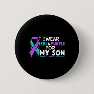 Ik Draag Blauwgroen & Paarse voor mijn zoon Su Ronde Button 5,7 Cm